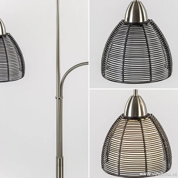 nikkel_vloerlamp_met_zwar_2.webp Store Straluma Nikkel vloerlamp met zwarte draad kapjes
