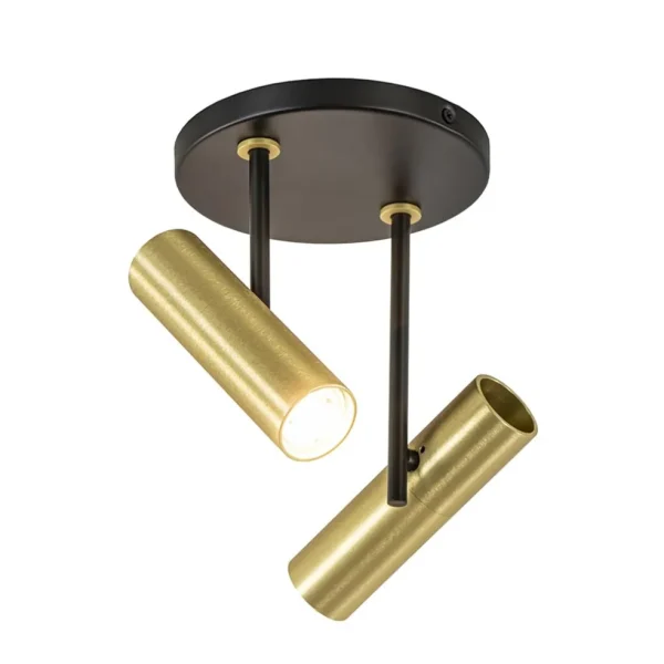 opbouwspot_lichts_rond_zw_1.webp Best Sale Straluma Opbouwspot 2-lichts rond zwart/brass verstelbaar