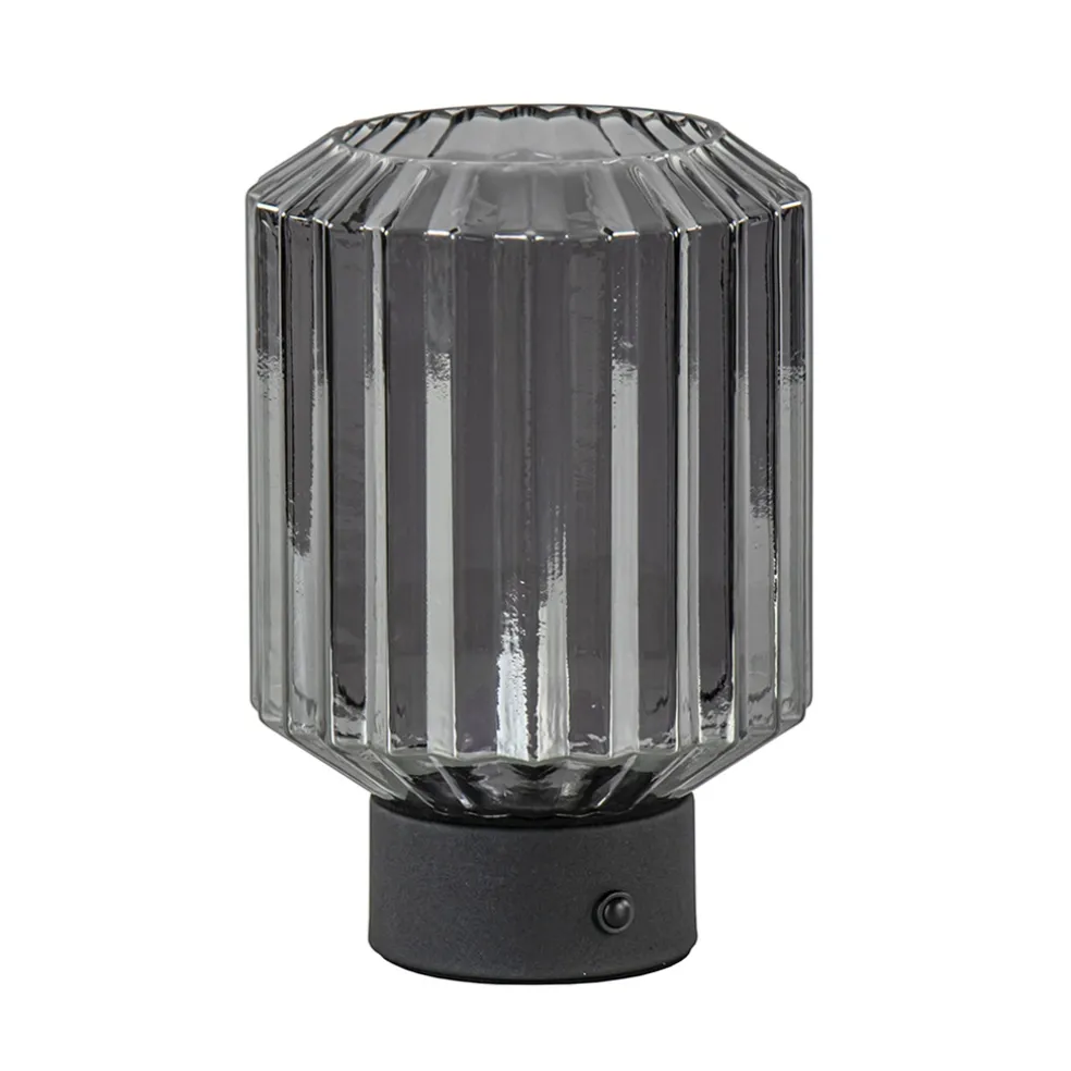 Fashion Straluma Oplaadbare LED tafellamp op batterij titanium/zwart