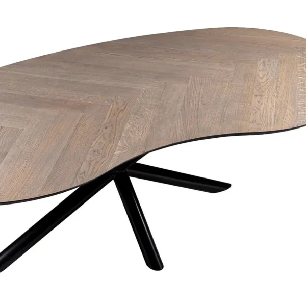Sale Straluma Organische eettafel eiken met zwarte poot en visgraat