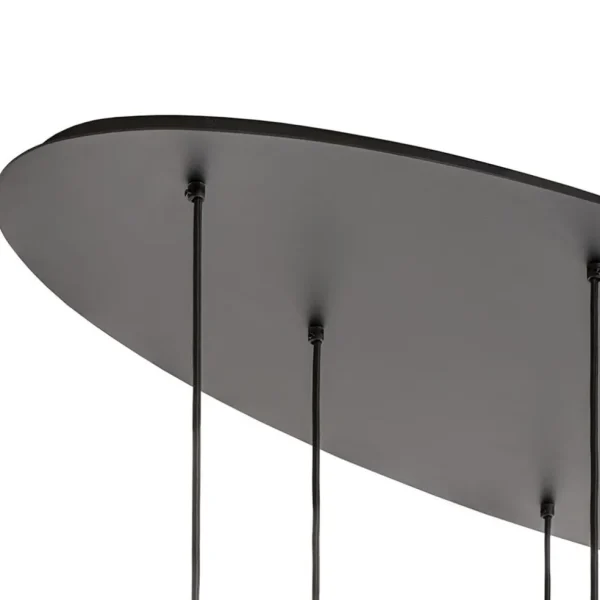 ovale_lichts_hanglamp_tub_3.webp Outlet Straluma Ovale 8-lichts hanglamp tubes zwart metaal