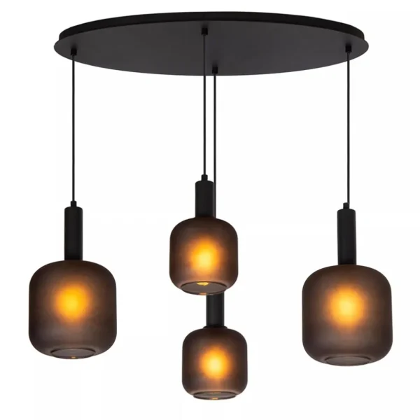 ovale_lichts_hanglamp_zwa_1.webp Shop Straluma Ovale 4-lichts hanglamp zwart met mat zwart glas