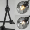Hot Straluma Plafondlamp 4-armen zwart+smoke bolglas