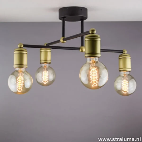 plafondlamp_basic_l_e_zwa_3.webp Best Sale Straluma *Plafondlamp basic 4L e27 zwart/brons