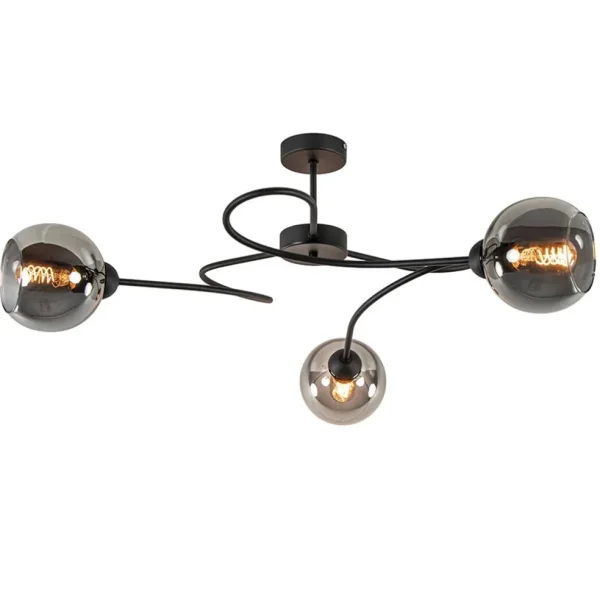 plafondlamp_blom_l_zwarts_1.webp Outlet Straluma Plafondlamp Blom 3L zwart/smoke glas