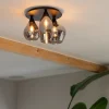 Outlet Straluma Plafondlamp Cambio 3L zwart + smoke glas