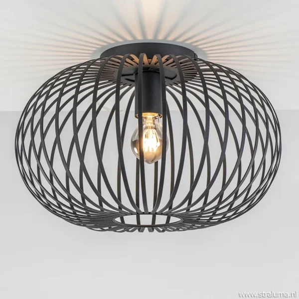 plafondlamp_donut_draad_z_1.webp Discount Straluma Plafondlamp donut draad zwart 40cm