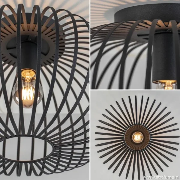 plafondlamp_donut_draad_z_2.webp Discount Straluma Plafondlamp donut draad zwart 40cm