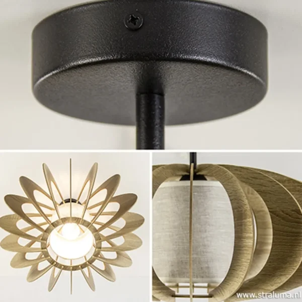 plafondlamp_hout_met_stof_3.webp New Straluma Plafondlamp hout met stoffen kap 50cm