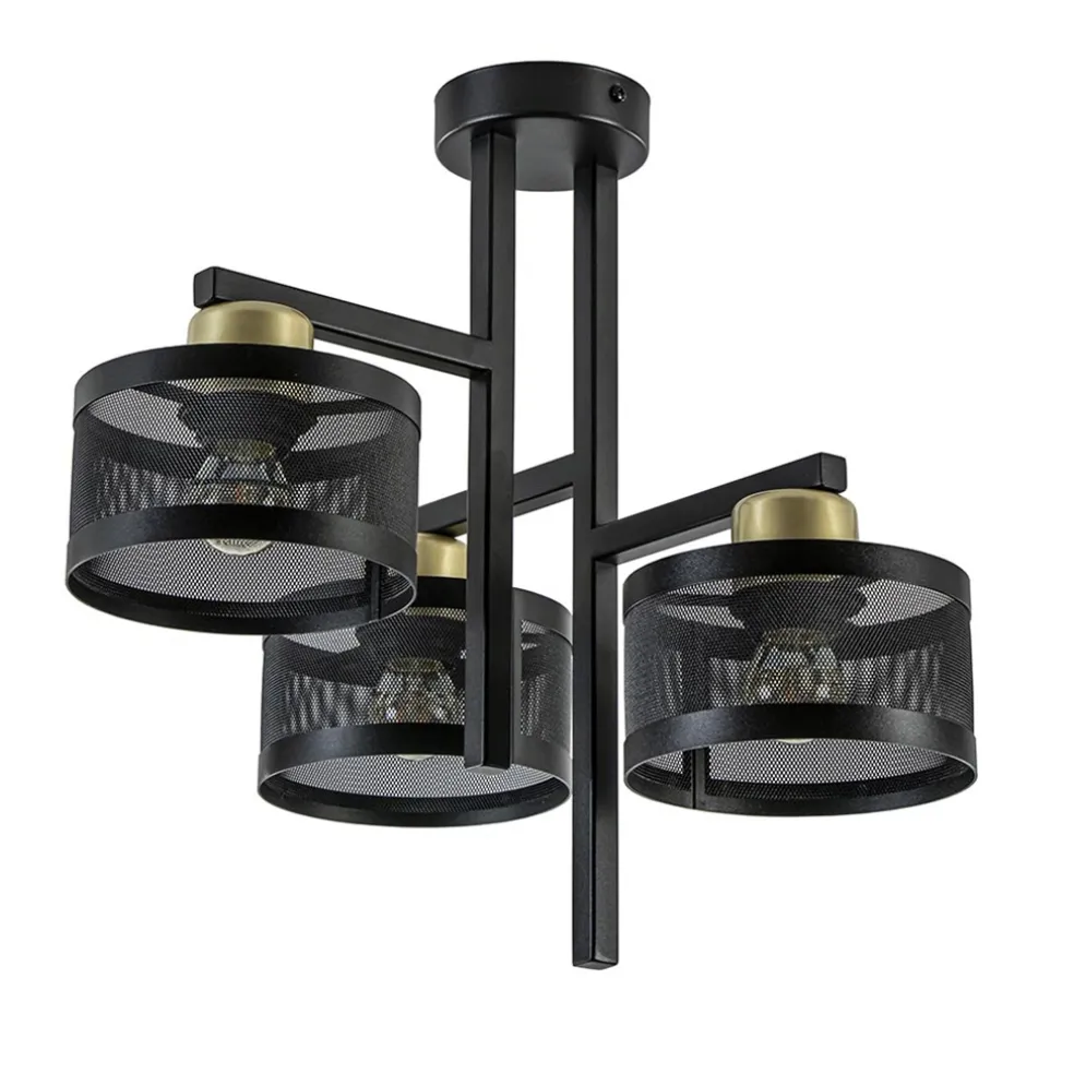 plafondlamp_l_zwartgoud_c_0.webp Discount Straluma Plafondlamp 3L zwart/goud cilinder geperforeerd