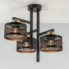 plafondlamp_l_zwartgoud_c_1.webp Discount Straluma Plafondlamp 3L zwart/goud cilinder geperforeerd