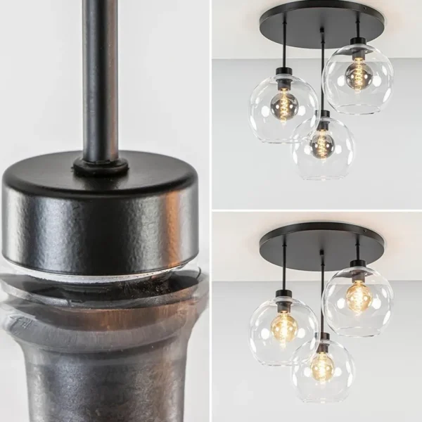 plafondlamp_lichts_zwart__3-1.webp Online Straluma Plafondlamp 3-lichts zwart + helder glas 25cm