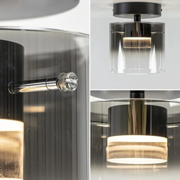Best Straluma Plafondlamp Salerno zwart/smoke glas