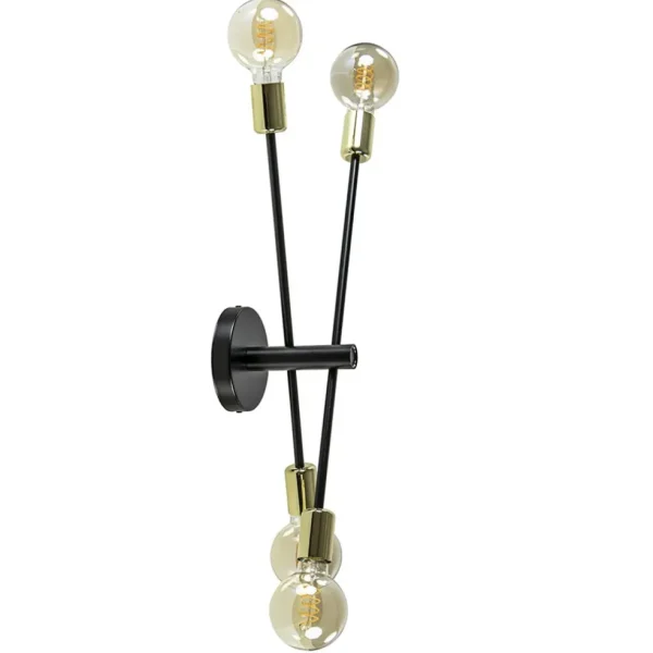 plafondlamp_sticks_l_zwar_0.webp New Straluma Plafondlamp Sticks 4L zwart/goud excl. e27 l.b.
