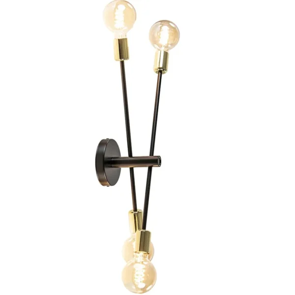 plafondlamp_sticks_l_zwar_1.webp New Straluma Plafondlamp Sticks 4L zwart/goud excl. e27 l.b.
