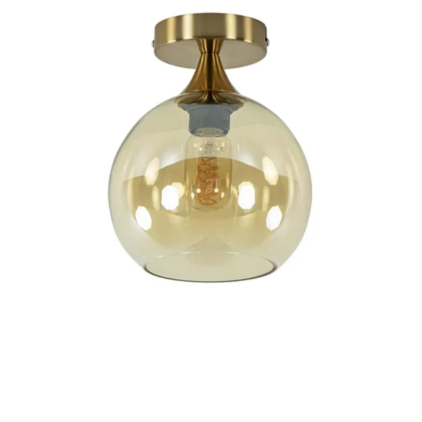 plafondlamp_toilet_goud_m_0.webp Discount Straluma Plafondlamp toilet goud met amber glas