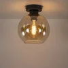 Discount Straluma Plafondlamp zwart met amber glas 20 cm