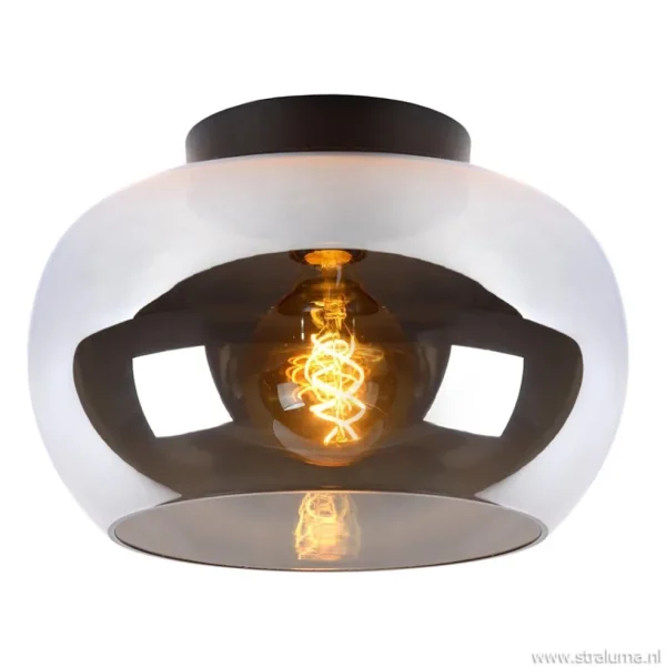 plafondlamp_zwart_met_smo_1.webp Sale Straluma Plafondlamp zwart met smoke glas