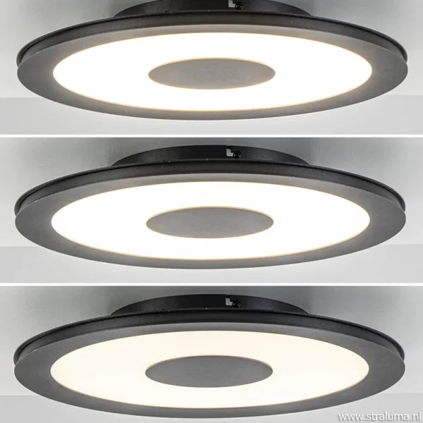 Best Straluma Plafondlamp zwart rond 38cm 3-st.dim.