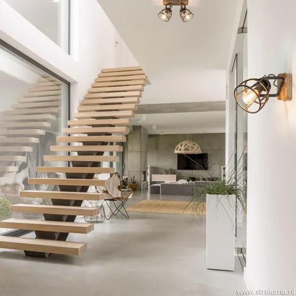 plafondspot_l_korf_zwarth_4.webp Best Sale Straluma Plafondspot 2-L korf zwart/hout industr.
