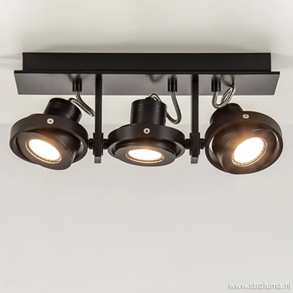 plafondspot_l_op_balk_zwa_1.webp Discount Straluma Plafondspot 3L op balk zwart gu10 incl.
