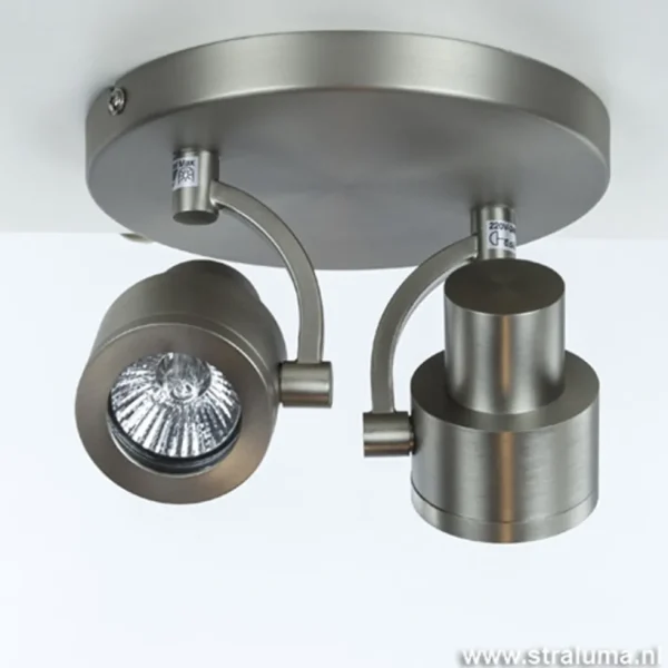 Shop Straluma Plafondspot 2-lichts rond nikkel gu10