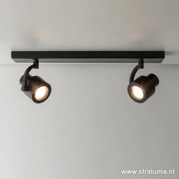 plafondspot_mat_zwart_bal_1.webp Hot Straluma Plafondspot mat zwart balk 2-lichts gu10