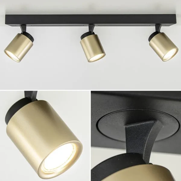 Fashion Straluma Plafondspot Razza 3l balk zwart/goud gu10