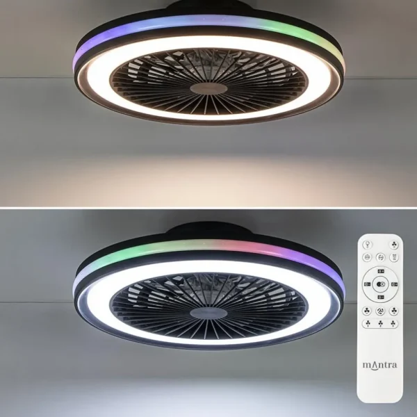 Hot Straluma Plafondventilator zwart inclusief dimbaar LED en kleur