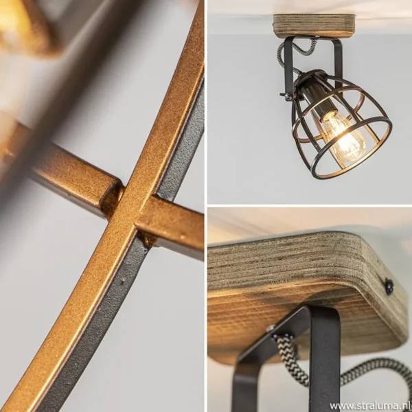 plafondwandlamp_matrix_zw_2.webp Discount Straluma Plafond/wandlamp Matrix zwarte korf met hout