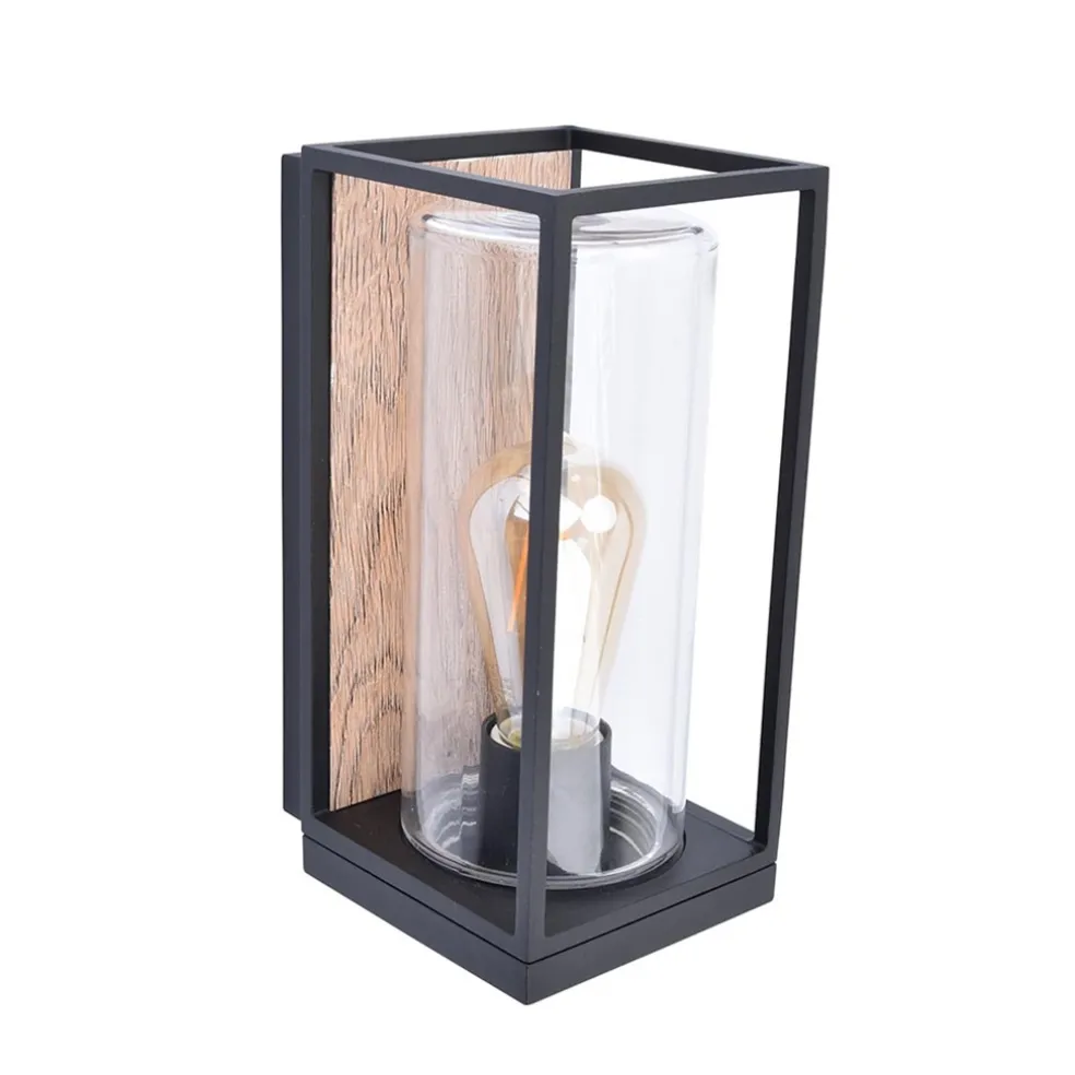 rechthoekige_buitenlamp_z_0.webp Outlet Straluma Rechthoekige buitenlamp zwart met houtlook en glas
