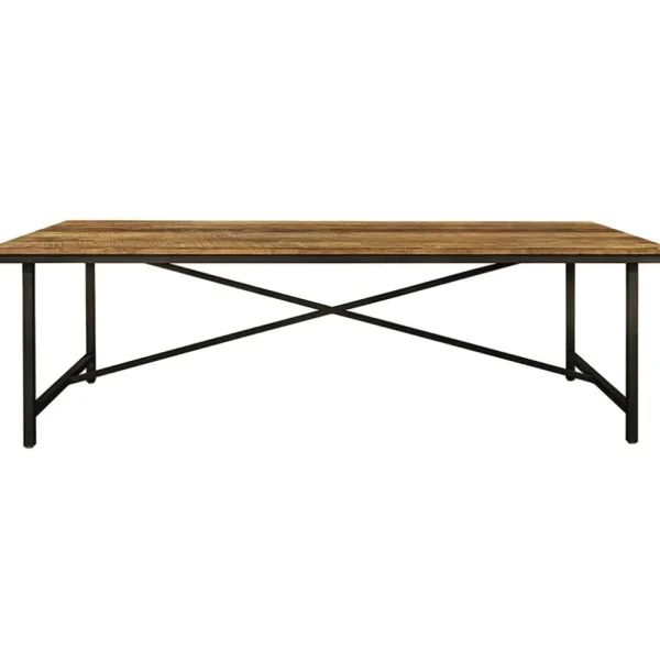 rechthoekige_eettafel_oud_1.webp Online Straluma Rechthoekige eettafel oud teak hout met zwart metalen poot