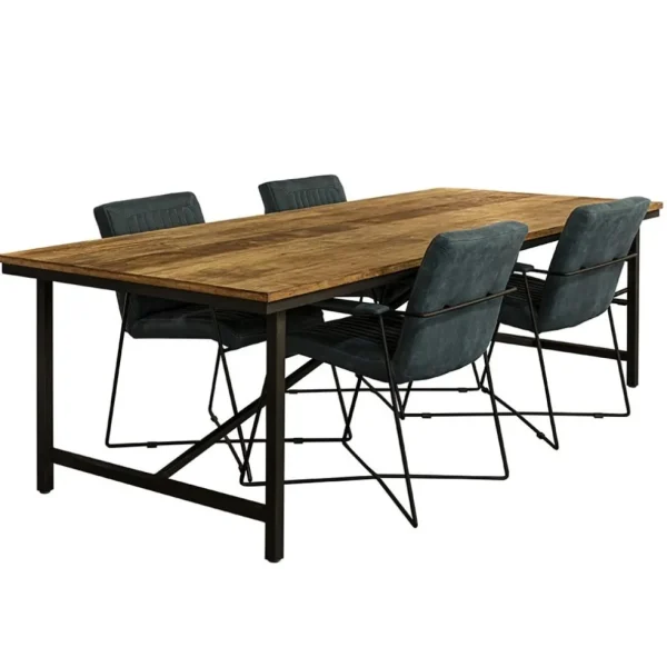 rechthoekige_eettafel_oud_4.webp Online Straluma Rechthoekige eettafel oud teak hout met zwart metalen poot