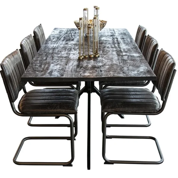 New Straluma Rechthoekige eettafel zwart mangohout met kruispoot 220 cm