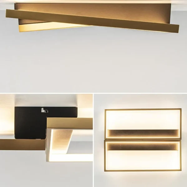 Online Straluma Rechthoekige LED plafondlamp zwart goud design