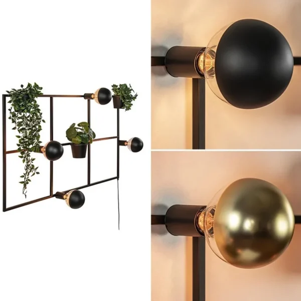 rechthoekige_wandlamp_zwa_3.webp Flash Sale Straluma Rechthoekige wandlamp zwart frame met plantenpotten