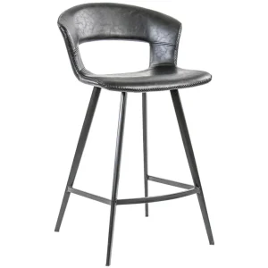 Outlet Straluma Retro barkruk zwart met imitatieleer