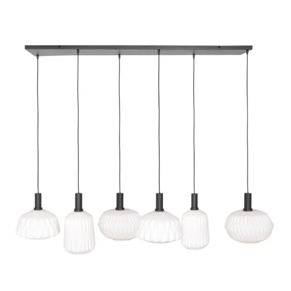 Outlet Straluma Retro 6-lichts hanglamp opaal glas met relief