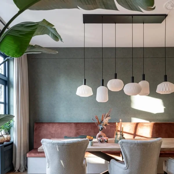 Outlet Straluma Retro 6-lichts hanglamp opaal glas met relief