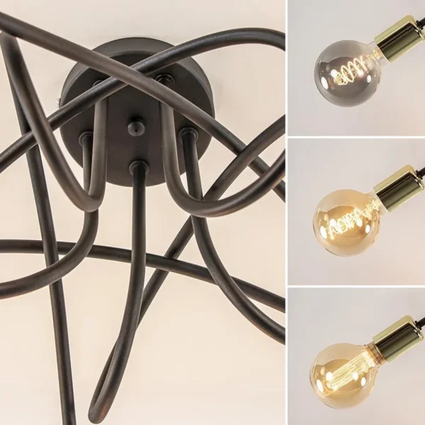 Best Straluma Retro plafondlamp zwart met gouden pendels