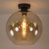 retro_plafondlamp_zwart_m_4-3.webp Cheap Straluma Retro plafondlamp zwart met amber glazen bol