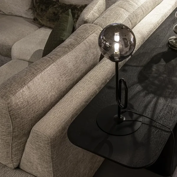 New Straluma Retro tafellamp zwart met smoke/titanium glazen bol