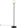 Online Straluma Retro vloerlamp mat zwart met witte glazen bol