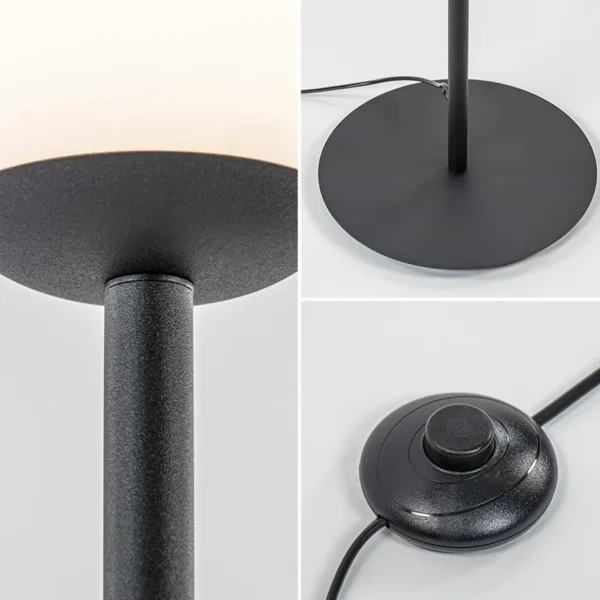 Online Straluma Retro vloerlamp mat zwart met witte glazen bol