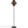 Online Straluma Retro vloerlamp zwart met walnoot houten kap