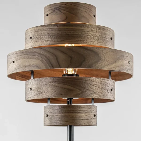 Online Straluma Retro vloerlamp zwart met walnoot houten kap