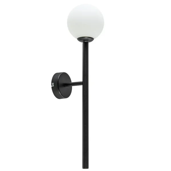 retro_wandlamp_zwart_met__0.webp Best Straluma Retro wandlamp zwart met witte glazen bol