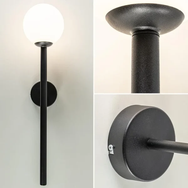 retro_wandlamp_zwart_met__3.webp Best Straluma Retro wandlamp zwart met witte glazen bol