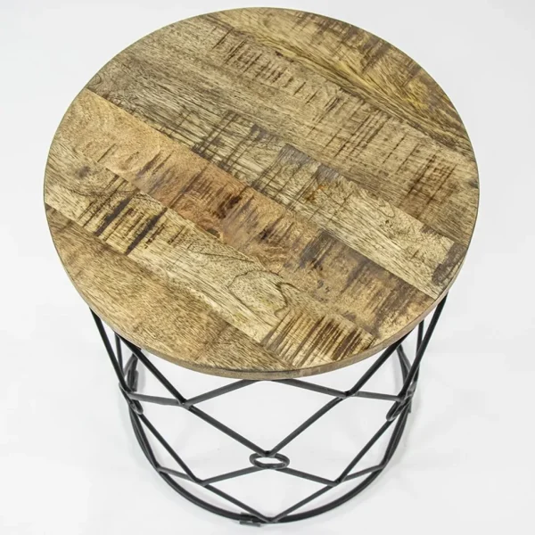 ronde_bijzettafel_mangoho_3.webp Best Straluma Ronde bijzettafel mangohout met zwart metaal