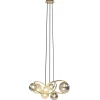 ronde_hanglamp_goud_met_a_1.webp Best Sale Straluma Ronde hanglamp goud met amber en smoke glas